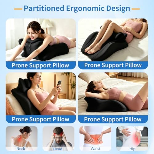 Memory Foam Wedge Pillow with Chest Pressure Relief Area- Black - Image 5
