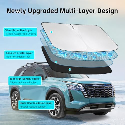 Windshield Sun Shade for Nissan Pathfinder 2022-2026 Sunshade - Image 3