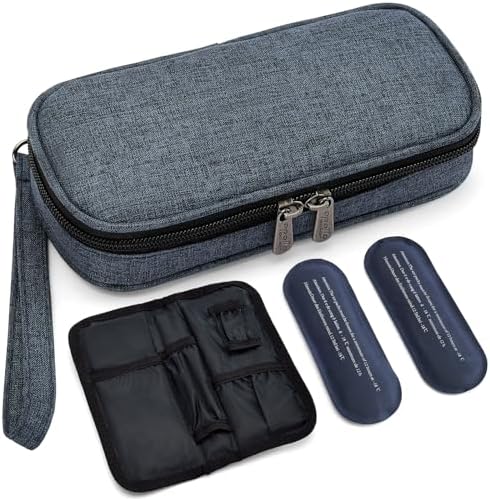 apollo walker Insulin Cooler Travel Case with Ice Packs and Insulation | TSA Approved Includes 2 x 90g ice packs for 9-hour cooling insulin pens & syringes for Diabetics to Carry (Blue) by apollowalker