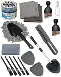 oesee 18Pcs Professional Car Interior Detailing Kit All-in-One Cleaning Tools for Windows, Dashboard, Vents, Windshield Cleaner Brush, Magic Sponge, Chamois Cloth, Detailing Brushes & Accessories by OeSee