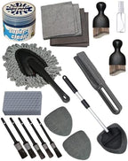 oesee 18Pcs Professional Car Interior Detailing Kit All-in-One Cleaning Tools for Windows, Dashboard, Vents, Windshield Cleaner Brush, Magic Sponge, Chamois Cloth, Detailing Brushes & Accessories by OeSee