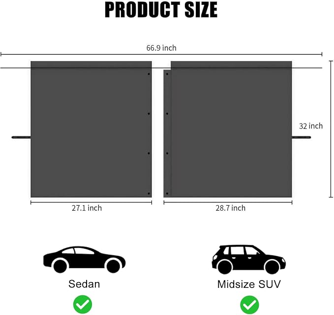 Car Divider Privacy Curtain, Blackout Suede Sun Shade Cover Front & Rear Seat Partition Space Divider Auto Van Truck Interior Accessories for Family Camping Baby Sleeping (Black, Small) - Image 3