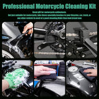 13PCS Motorcycle Cleaning Kit, Motorcycle Detailing Kit Overall Cleaner Tools Car Washing Brush Rims Cleaning Kit Chain Tire Wheel Brush Set Chain Tire for Car Bike Motorbike (Green) - Image 2