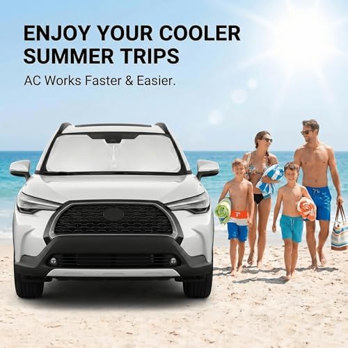 Windshield Sun Shade for Toyota Corolla Cross 2022-2025 2026 Sunshade Front Window Shade Custom Fit Corolla Cross Accessories Sun Visor Foldable Shade Blocks UV Rays Accessories - Image 4