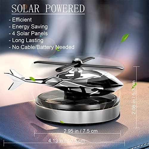 Car Air Freshener, Helicopter Solar Powered Al Alloy Diffuser, Home & Car Interior Décor | Silver - Image 2