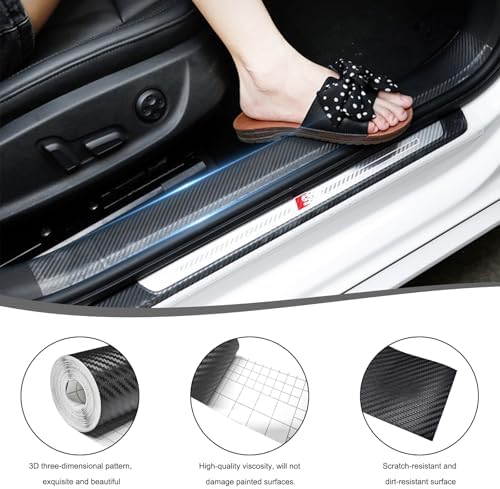 Wevdn 3D Carbon Fiber Vinyl Tape, 3 Inch×23ft Carbon Fiber Wrap Auto Door Edge Window Trim Detailing Tape, Anti-Scratch Self Adhesive Auto Door Entry Guards Vinyl Overlay Wrap Roll - Image 3