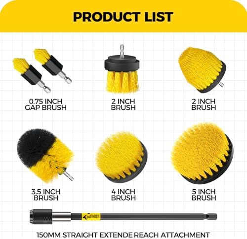Holikme 8Piece Drill Brush Attachment Set - Power Scrubber Cleaning Kit - Image 2