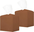 HOMOTEK 2 Pack Tissue Box Cover, Square PU Leather Tissue Holder, Decorative Facial Tissue Cube Paper Organizer Dispenser for Bathroom, Night Stands, Desk, Car 5X5X5'' - Dark Gray, Pebble Grain - Image 6