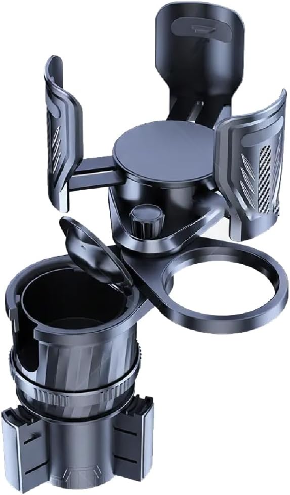 4 in 1 Upgrade Cup Holder Expander, Multifunctional Cup Holder for Car with Lock, 360° Rotating Cupholder Expander with Ashtrays & Adjustable Base, Expandable Cup Holder for Large Bottles Drinks Mugs by HoneTeek