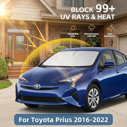 for Toyota Prius Windshield Sunshade 2016-2022, Front Window Sunshade Custom Fit Prius Hatchback Accessories Sun Visor Foldable Shade Blocks UV Rays Must Have Accessories (Not for PriusC or PriusV) - Image 2