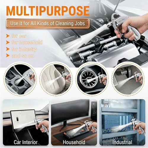 Tornado Car Cleaning Gun with Adjustable Air Flow Nozzle, Air Blower Gun for Car Detailing, High Pressure Dry Cleaning Gun Quickly Blasts Dust & Dirt Works with Air Compressor - Image 3