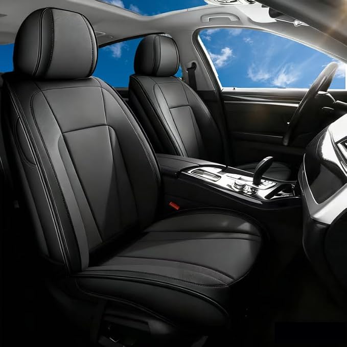 Front Seat Covers Custom Fit for Hyundai Ioniq 5 2021-2026,Black | Luxury Faux Leather, Waterproof, Anti-Slip, Airbag Compatible, Breathable, Car Seat Protectors, 1 Row 2 Seats by Unknown