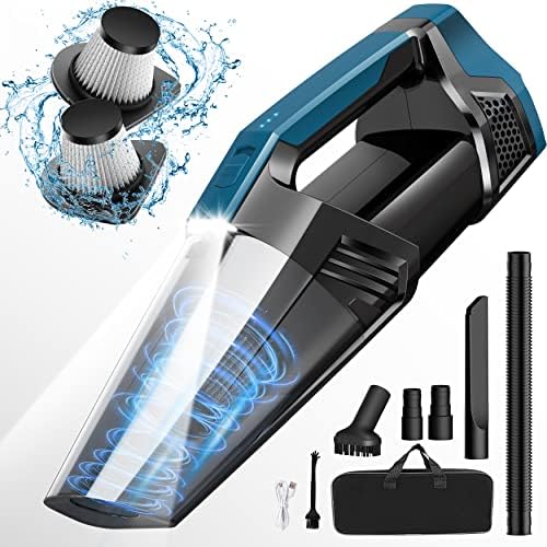 Blestan Cordless Car Vacuum Lightweight High Power Handheld Vacuum Cleaner with LED Light, Hand Vacuum for Car Home Office and Pet Hair, BlackBlue by Unknown