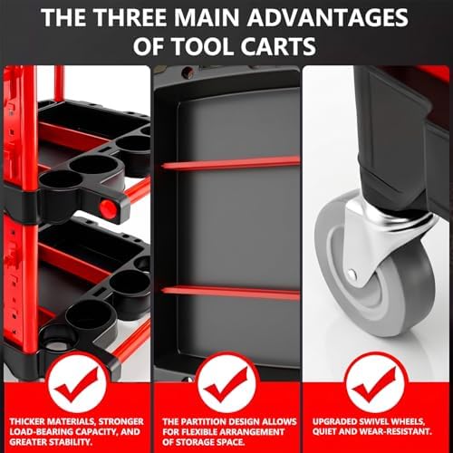 Auto Detailing Cart with Wheels, 3 Tier Rolling Detail Cart - Image 5