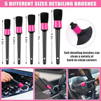 Windshield Cleaner Tool, 17Pcs Car Interior Detailing Kit, Detailing Brush, Towels, Duster, Car Cleaning Kit Interior for RVs, Truck, Trailer (Pink) - Image 4