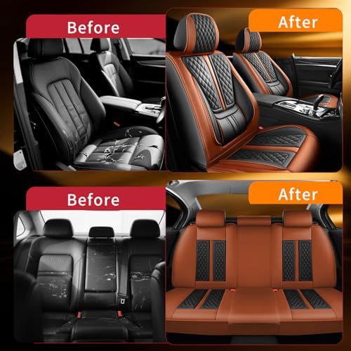 Fit Gladiator Car Seat Covers Compatible with Jeep Gladiator 2020-2024 2025 2026.Full Coverage Waterproof Leather,All-Weather Seat Cushion Protector-Easy Installation(Full Set,Brown) - Image 4