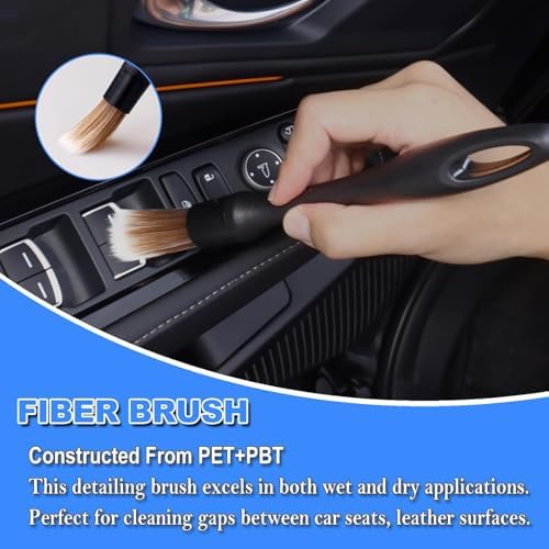 7PCS Car Detailing Brush Set, Ultra Soft Boars Hair Car Interior Detailing Brushes, Car Interior Detailing Kit, Car Cleaning Gel Supplies Kit, Car Dust Brush, Car Accessories for Truck, Suv, Interior - Image 4