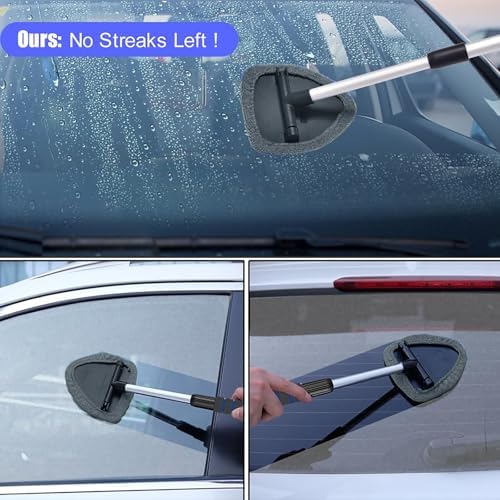 desin Windshield Cleaning Tool, Car Window Cleaner Windshield Cleaner with 4 Reusable and Washable Microfiber Pads and Extendable Handle Auto Inside Glass Wiper - Image 6