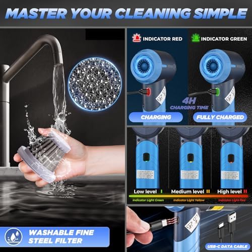 Saker Handheld Car Vacuum Portable Cordless17000Pa HL132 Blue - Image 5