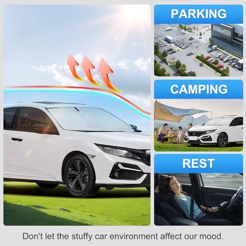 Car Sun Shade for 2016-2021 Honda Civic Accessories Windshield Sunshade Cover Front Window Shade Custom Fit Civic Sun Visor Protector Foldable Blocks UV Rays - Image 3