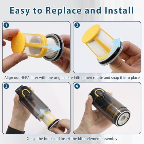 4 Pack HEPA Filter Replacement Compatible with Fanttik Slim V8 Apex / V9 Mix / V10 Mix/Slim V10 Apex Cordless Car Vacuum Cleaner, Washable and Reusable HEPA Filters - Image 4