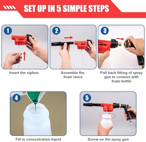 Car Wash Foam Gun, Car Wash Sprayer with Adjustable Foam Dial Foam Nozzle, Foam Cannon Attachs to Any Garden Hose, Durable 5/8" and 3/4" Brass Joint Soap Gun for Home Garden Use - Image 4