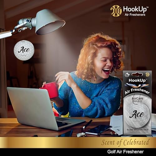 Golf Car Air Freshener by HookUp - 10 Pack - Black Gold Scent (Extra Strong) | Unique Golf Gift for Players, Coach, Fans | Hanging Car Accessory with Long Lasting Fresheners Smell - Image 5