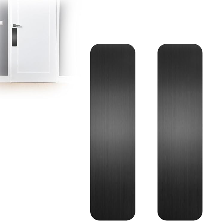 Dog Door Protector from Scratching, Steel Guard, Brushed Black 4"x16" | Prevents Claw Marks & Scuffs, Smooth Rounded Corners, Self-Adhesive Install, Anti-Scratch Kick Plate, 2 Pcs - Image 8