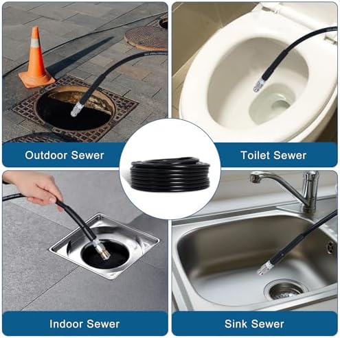 50FT Sewer Jetter Kit for Pressure Washer 5800PSI Drain Cleaner - Image 5