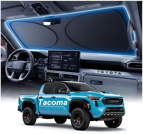 2026 Upgraded Windshield Sun Shade for Toyota Tacoma [Precision Custom Fit, Superior UV & Heat Block] Cooling Tech Fabric, Durable Foldable with Storage Bag, Fits 2000-2026 by Unknown