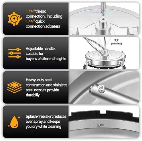 LidoDola 20'' Pressure Washer Surface Cleaner, Power Washer Accessory - Image 2