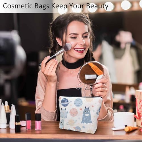 Woman Makeup Bag Galaxy, Cosmic Aliens Planets Stars Galaxy Space Makeup Bags Travel Cosmetic Bags Toiletry Makeup Organizer Pencil Pouch Make Up Cosmetic Bag For Owners Lady Birthday Gifts - Image 2