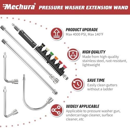 Pressure Washer Extension Wand 10 Pack, 4000PSI with 6 Nozzle Tips - Image 2