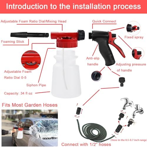 LIANXIN Car Wash Kit with Foam Gun, Car Cleaning, Car Wash Detailing Kit - Image 2
