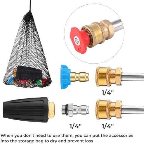 Pressure Washer Turbo Nozzle Kit, 4000 Psi, 1/4" Qc, 6 Tips, 3 Wands - Image 5