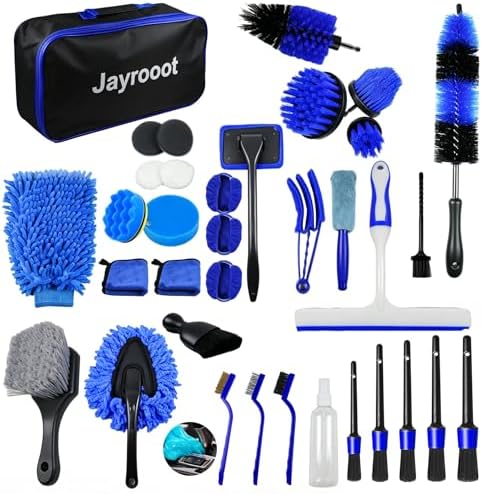 37Pcs Car Detailing Kit, Car Detailing Brush Set, Car Wash Cleaning Kit, Car Detailing Brushes, Professional Car Care Kit for Interior Exterior Wheels, (Drill is NOT Included) by Unknown