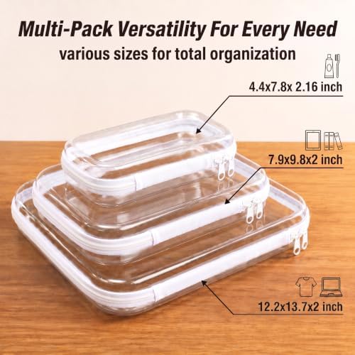 Clear Hard Shell Zipper Case, 6 Pack Diaper Bag Organizer Pouches Set | Multi-Size Heavy Duty Crush-Proof Travel Makeup Bags for Toiletries, Cosmetic, Pencil, Toy Storage (2S+2M+2XL) ﻿ - Image 7