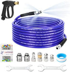Sewer Jetter Kit for Pressure Washer 50 FT, Drain Cleaner Hose with Power Washer Gun, 1/4 Inch NPT Corner, Rotating and Button Nose Sewer Jetting Nozzle,Waterproof Tape, Pearl Corsage Pin, Spanner by SEPLY
