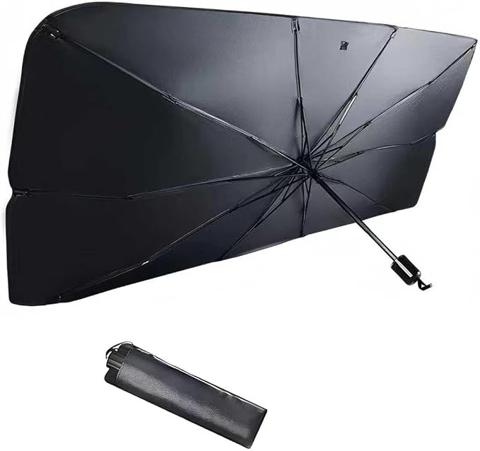 Car Windshield Sun Shade Umbrella, Sun Protection & Heat Insulation Shield, Foldable Quick Setup & Storage Front Window Cover, Reflecting Visor for Most Vehicles (Silver) by Unknown