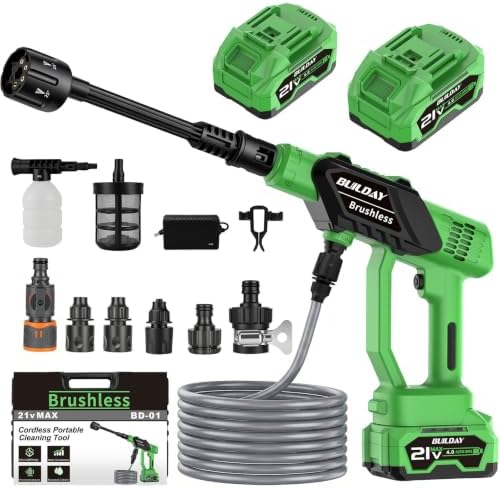 Cordless Portable Power Washer with 2×4000mAh Batteries & Power Display by Unknown