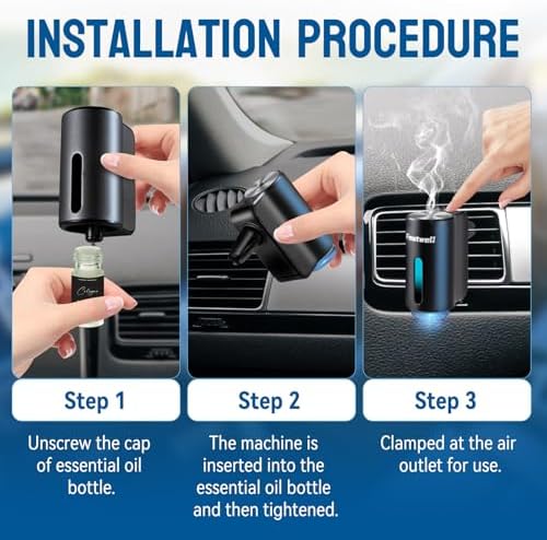 Featwell Car Air Freshener, Three Adjustable Modes Intelligent Car Aroma Diffuser, Rechargeable Car Aroma Diffuser, Black - Image 3