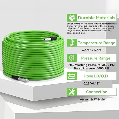 Tool Daily Sewer Jetter Kit for Pressure Washer 50 FT, Power Washer Gun - Image 5