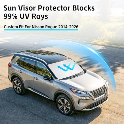 Windshield Sun Shade for Nissan Rogue 2014-2026 Sunshade - Image 2