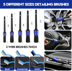 Qydipclin 24Pcs Car Detailing Kit, Car Detailing Brush Set, Car Wash Cleaning Kit, Car Detailing Brushes, Professional Car Care Kit for Interior Exterior Wheels, Blue - Image 4