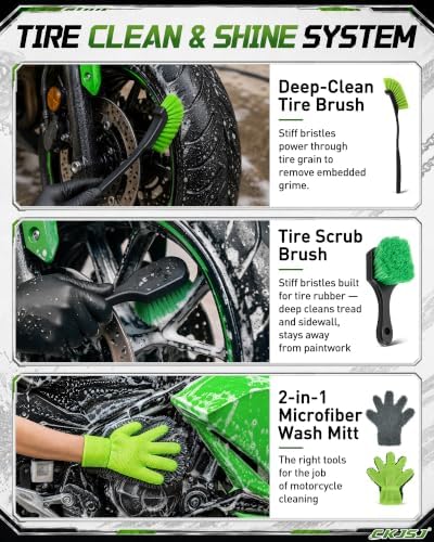 18 Pcs Motorcycle Cleaning Kit with Storage Bag, for Motorcycle Washing - Image 4