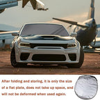 Front Windshield Sun Shade Fit for Dodge Charger Challenger Durango Journey Universal Fit to All Dodge Cars Foldable Sun Visor Protector Custom Fit Dodge Window Sunhade (Gray Trim) - Image 7