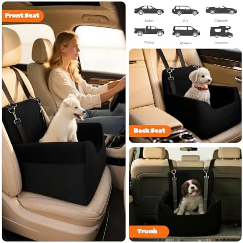 ALL GOOD PET SUPPLIES Dog Car Seat for Small/Medium Dogs Under 35lbs | Soft Memory Foam Booster Car Seat with Detachable Washable Cover and Elevated Cushion, Puppy Dog Car Bed - Image 5