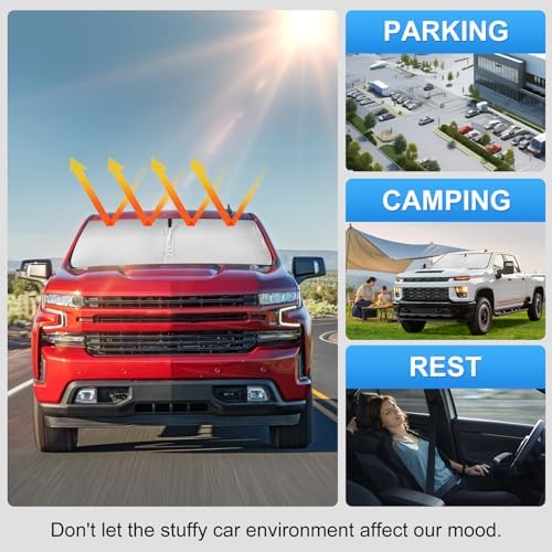 Windshield Sun Shade for Chevy Chevrolet Silverado 1500 2019-2026 - Image 6