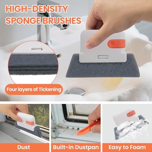 12pcs Window Track Cleaner Tool Set, Window Sill & Groove Cleaning Brushes with Hard Bristle Crevice Brush and Debris Pliers for Sliding Door Rails, Shower Door Tracks, Kitchen & Bathroom Gaps - Image 3