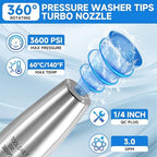 Tool Daily Turbo Nozzle Pressure Washer Stainless Steel, 360° Rotating - Image 3